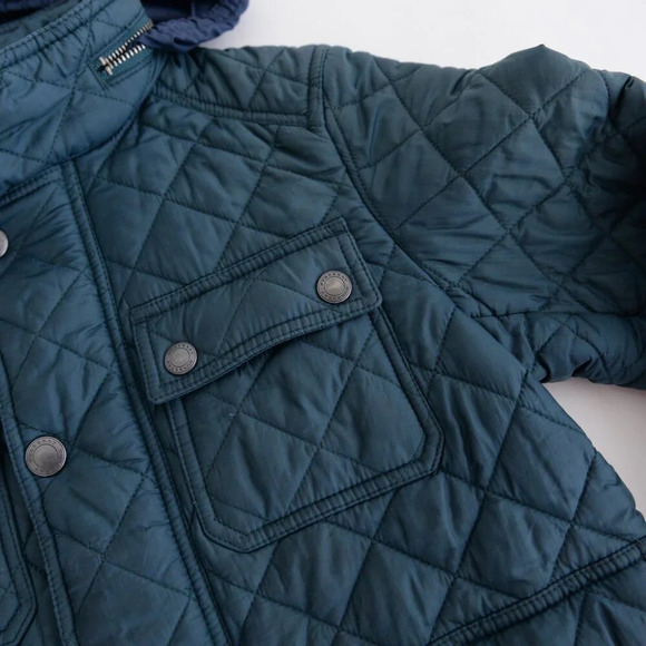 Burberry BRIT Green Zip Up Quilted Puffer Lined Hidden Hoodie Winter Jacket 8Y - Picture 11 of 16